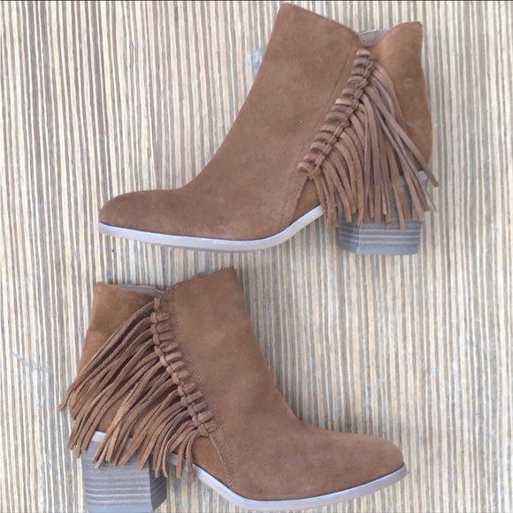 Reaction Kennerh Cole Suede Leather Fringe Booties Boots 6.5 - Picture 6 of 8